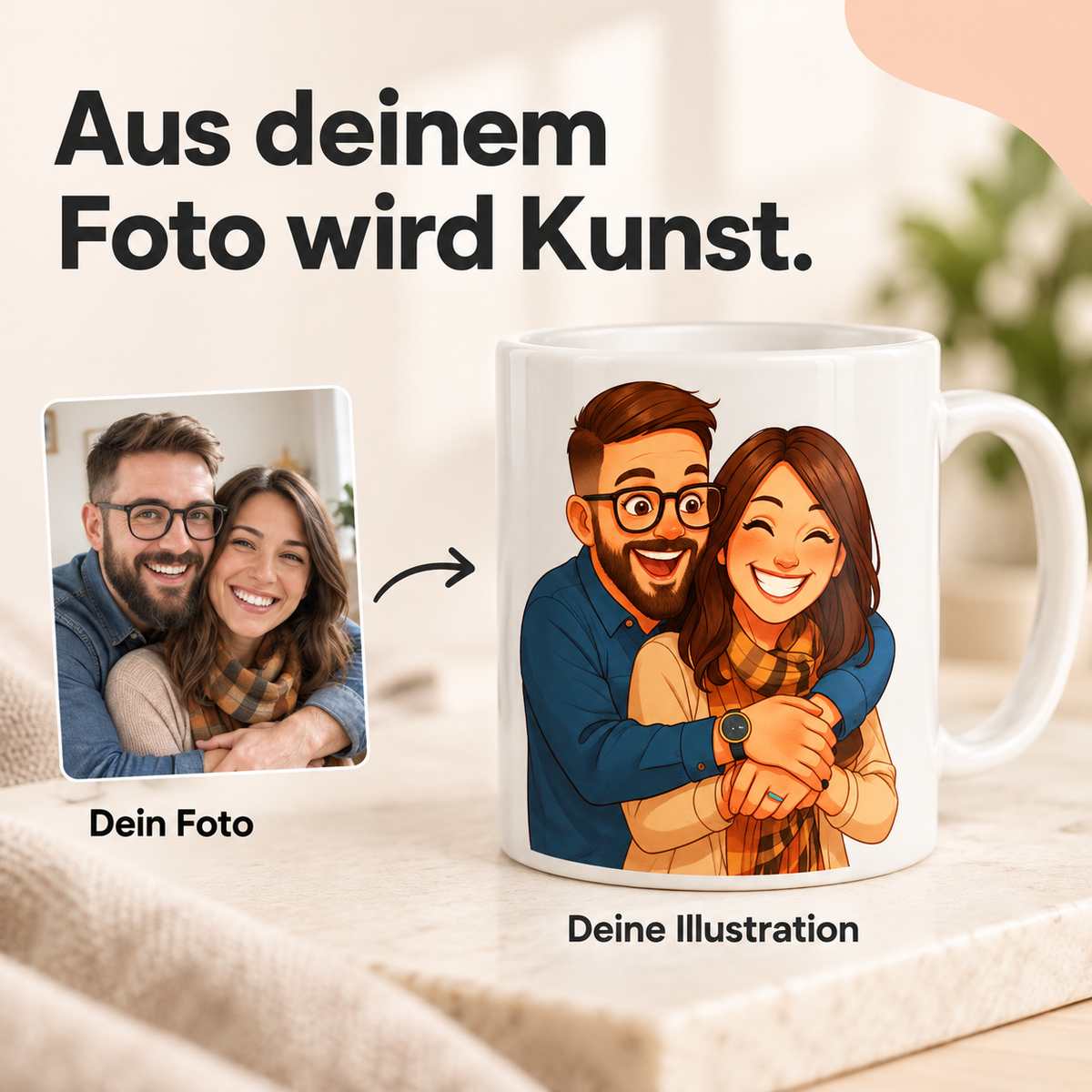 Personalisierte Premium Tasse mit Druckmotiv: Produktbild 2