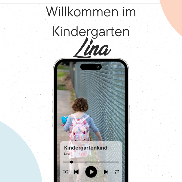 Personalisiertes Kindergarten-Lied Produktbild mit Kind auf dem Weg zum Kindergarten